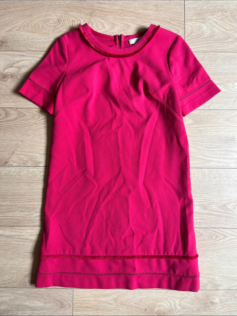 LOFT Hot Pink Fringe Trim Top